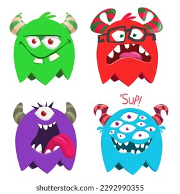 Cute cartoon Monsters. Set of cartoon monsters: ghost, goblin, bigfoot yeti, troll, dragon and alien . Halloween design