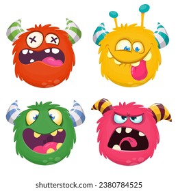 Cute cartoon Monsters. Set of cartoon monsters: ghost, bigfoot yeti, 
or and alien . Halloween design