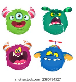 Cute cartoon Monsters. Set of cartoon monsters: ghost, bigfoot yeti, 
or and alien . Halloween design