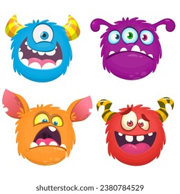 Cute cartoon Monsters. Set of cartoon monsters: ghost, bigfoot yeti, 
or and alien . Halloween design