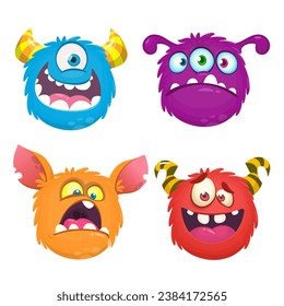 Cute cartoon Monsters. Set of cartoon monsters: ghost, bigfoot yeti, 
or and alien . Halloween design