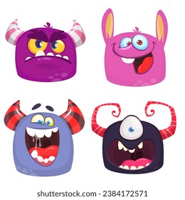 Cute cartoon Monsters. Set of cartoon monsters: ghost, bigfoot yeti, 
or and alien . Halloween design