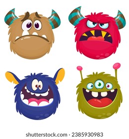 Cute cartoon Monsters. Set of cartoon monsters: ghost, bigfoot yeti, 
or and alien . Halloween design