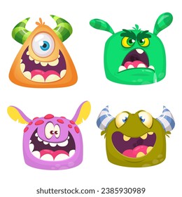Cute cartoon Monsters. Set of cartoon monsters: ghost, bigfoot yeti, 
or and alien . Halloween design