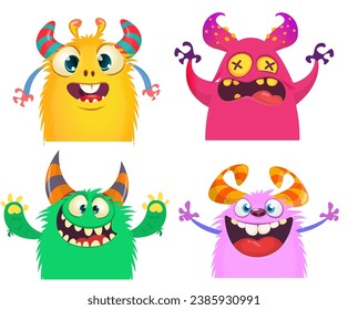 Cute cartoon Monsters. Set of cartoon monsters: ghost, goblin, bigfoot yeti, 
troll, dragon and alien . Halloween design