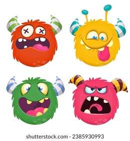 Cute cartoon Monsters. Set of cartoon monsters: ghost, bigfoot yeti, 
or and alien . Halloween design