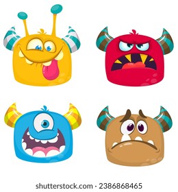 Cute cartoon Monsters. Set of cartoon monsters: ghost, bigfoot yeti, 
or and alien . Halloween design