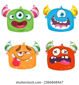 Cute cartoon Monsters. Set of cartoon monsters: ghost, bigfoot yeti, 
or and alien . Halloween design