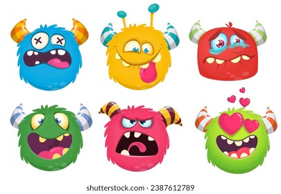 Cute cartoon Monsters. Set of cartoon monsters: ghost, bigfoot yeti, 
or and alien . Halloween design