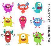 Cute cartoon Monsters. Set of cartoon monsters: goblin or troll, cyclops, ghost,  monsters and aliens. Halloween design