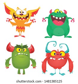 Cute Cartoon Monsters Set Cartoon Monsters Stock Vector (Royalty Free ...