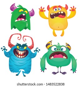 Cute cartoon Monsters. Set of cartoon monsters: goblin or troll, monster and alien . Halloween design