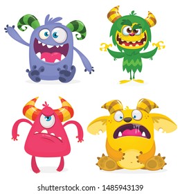 Cute cartoon Monsters. Set of cartoon monsters: goblin or troll, monster, gremlin and alien . Halloween design