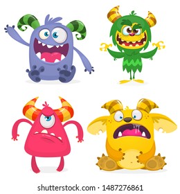 Cute cartoon Monsters. Set of cartoon monsters: goblin or troll, monster, gremlin and alien . Halloween design