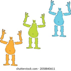 Cute cartoon Monsters. Set of cartoon monsters: goblin or troll, cyclops, ghost, monsters and aliens. Halloween design, Creepy critter graphic collection. Alien character. Cartoon extraterrestrial.