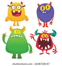 Cute cartoon Monsters. Set of cartoon monsters: goblin, ghost, troll, monster, yeti and alien . Halloween design. Vector illustration isolated
