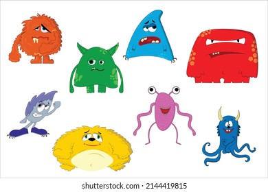 Cute Cartoon Monsters. Set of cartoon monsters. halloween design