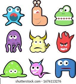 CUTE CARTOON MONSTERS SET VECTOR