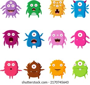 cute cartoon monsters . vector illustration