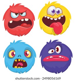 Cute cartoon Monsters. Vector set of cartoon monsters: ghost, goblin, bigfoot yeti, troll and alien. Halloween characters isolated.