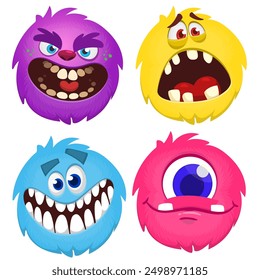 Cute cartoon Monsters. Vector set of cartoon monsters: ghost, goblin, bigfoot yeti, troll and alien. Halloween characters isolated.