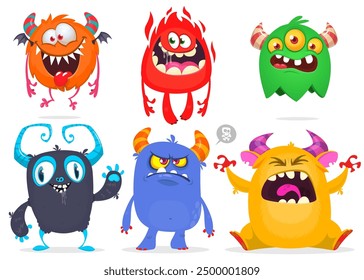 Cute cartoon Monsters. Vector set of cartoon monsters: ghost, goblin, bigfoot yeti, troll and alien. Halloween characters isolated.