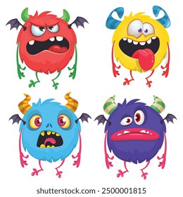 Cute cartoon Monsters. Vector set of cartoon monsters: ghost, goblin, bigfoot yeti, troll and alien. Halloween characters isolated.