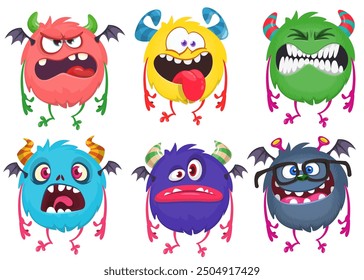 Cute cartoon Monsters. Vector set of cartoon monsters.