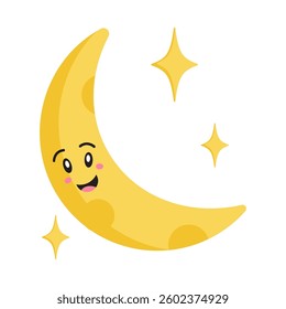 Cute Cartoon Moon Character design illustration