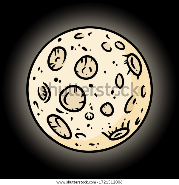 Cute cartoon moon doodle image. Moon
satellite logo. Media highlights graphic
illustration