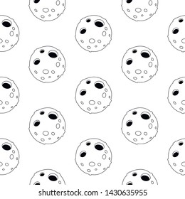 Cute cartoon moon pattern with cheerful moon. Funny vector black and white moon pattern. Seamless monochrome doodle moon pattern for textile, wallpapers, wrapping paper, cards and web. 