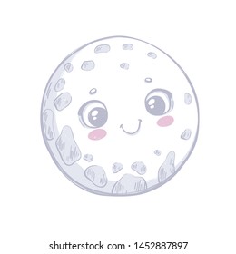 Cute cartoon moon. Print for baby t shirt pajamas