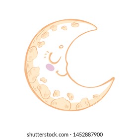 Cute cartoon moon. Print for baby t shirt pajamas