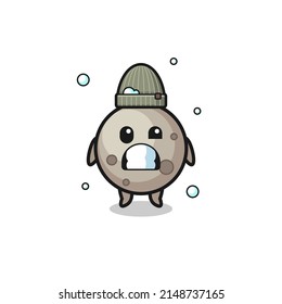 cute cartoon moon with shivering expression , cute design