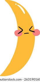 Cute Cartoon Moon with Sleeping Face