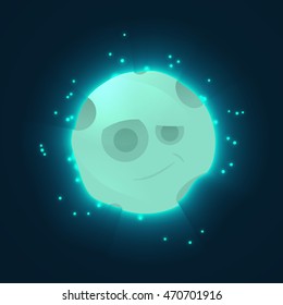 cute cartoon moon smiling