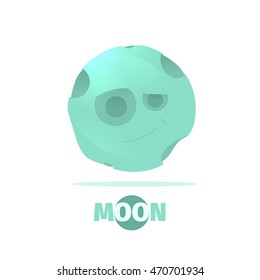 cute cartoon moon smiling icon