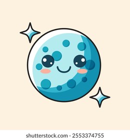 Cute cartoon moon vector style illustration