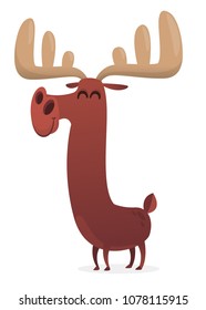  Cute cartoon moose character. Wild forest animal collection. Baby education. Isolated on white background. Flat design Vector illustration