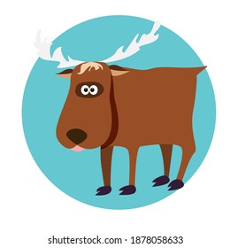 
Cute cartoon moose on an isolated background. Vector illustration in flat style. 
Forest animal - elk