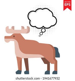 Cute cartoon Moose with thought bubble isolated on white background. Animal symbol for your web site design, logo, app, UI. Eps10 vector illustration.