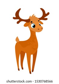 Cute cartoon moose. Vector illustration in children's style, for children's books, posters, stickers or room decor