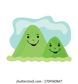 Cute cartoon mountains. Vector illustration