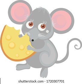 Ratón de dibujos animados con queso