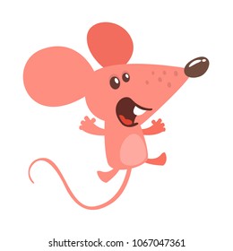 Cute cartoon mouse dancing. Vector illustration isolated