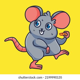 cute cartoon mouse fear thief. isolated cartoon animal illustration vector