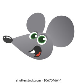Cute cartoon mouse head icon. Vector illustration isolated