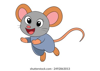 A cute cartoon mouse jumping vector illustration