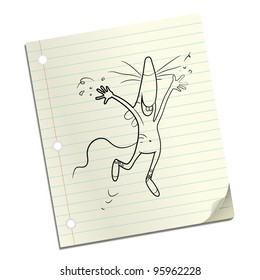 Cute cartoon mouse on a paper sheet. sketch Illustration