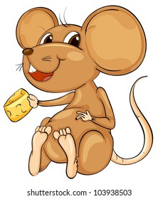 Cute Cartoon Mouse On White